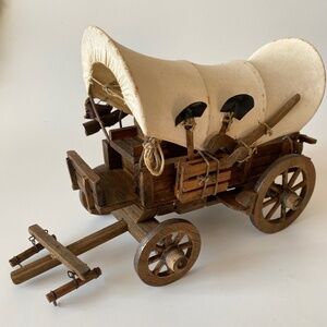 Vintage Conestoga Covered Wagon: Handmade, Wooden, Collectible